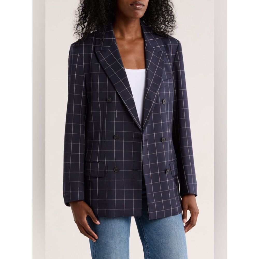 Vintage Larry Levine Windowpane 2-Piece Pantsuit - Double Breasted Blazer Set - Picture 3 of 17
